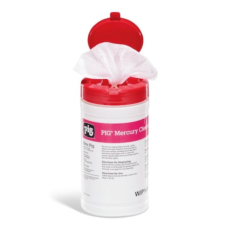 Pig Mercury Cleanup Wipers 10 wipers/package 9" L x 8.5" W, 10PK PK10 WIP1404